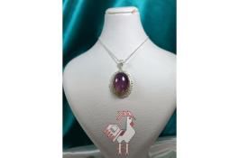 گردنبندنقره با نگین عقیق سوسنی